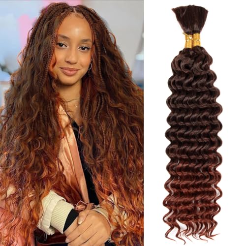 Braiding Hair, Boho Braids 20 Inch 2 Bundles Deep Water Wave Bulk for Braid No Weft Curly Braiding Hair for Wet and Wavy Braid Hair Extensions (#1B/350,150g/ 2 bundles）20 Inch