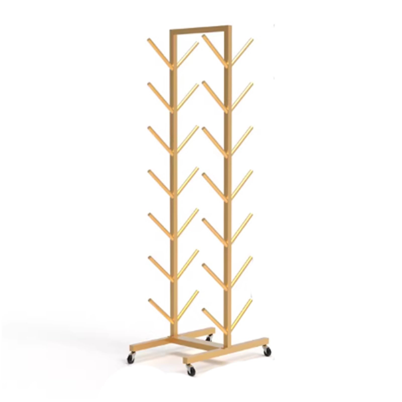Support tapis de yoga à roulettes en métal noir à 7 niveaux