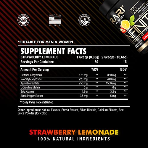 Rari Nutrition Lean Muscle Stack - Infinity Preworkout Powder (Strawberry Lemonade) + Creatine Monohydrate #TOP1