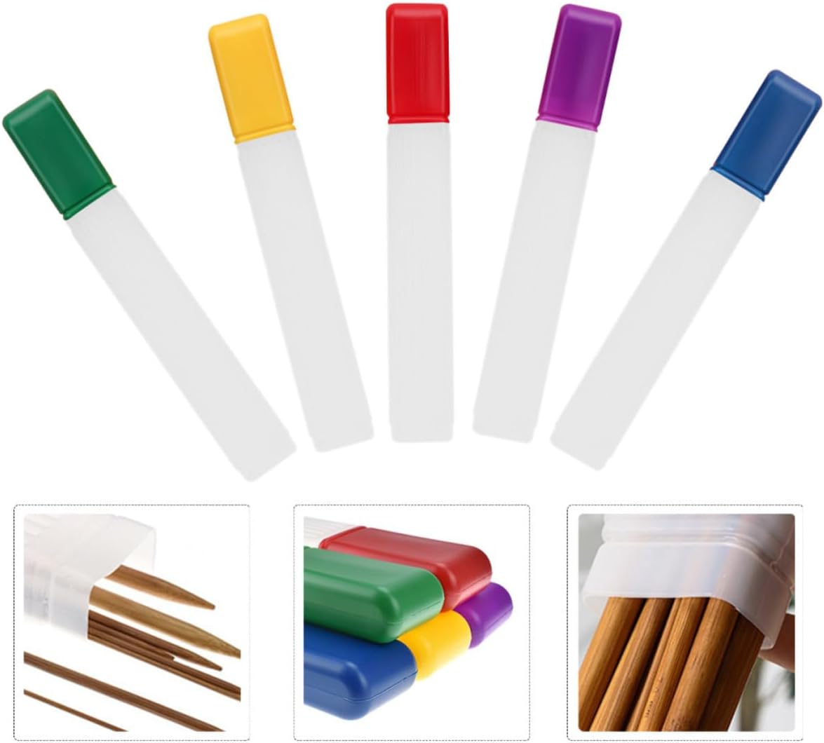 5pcs Knitting Needle Storage Tube Container Plastic