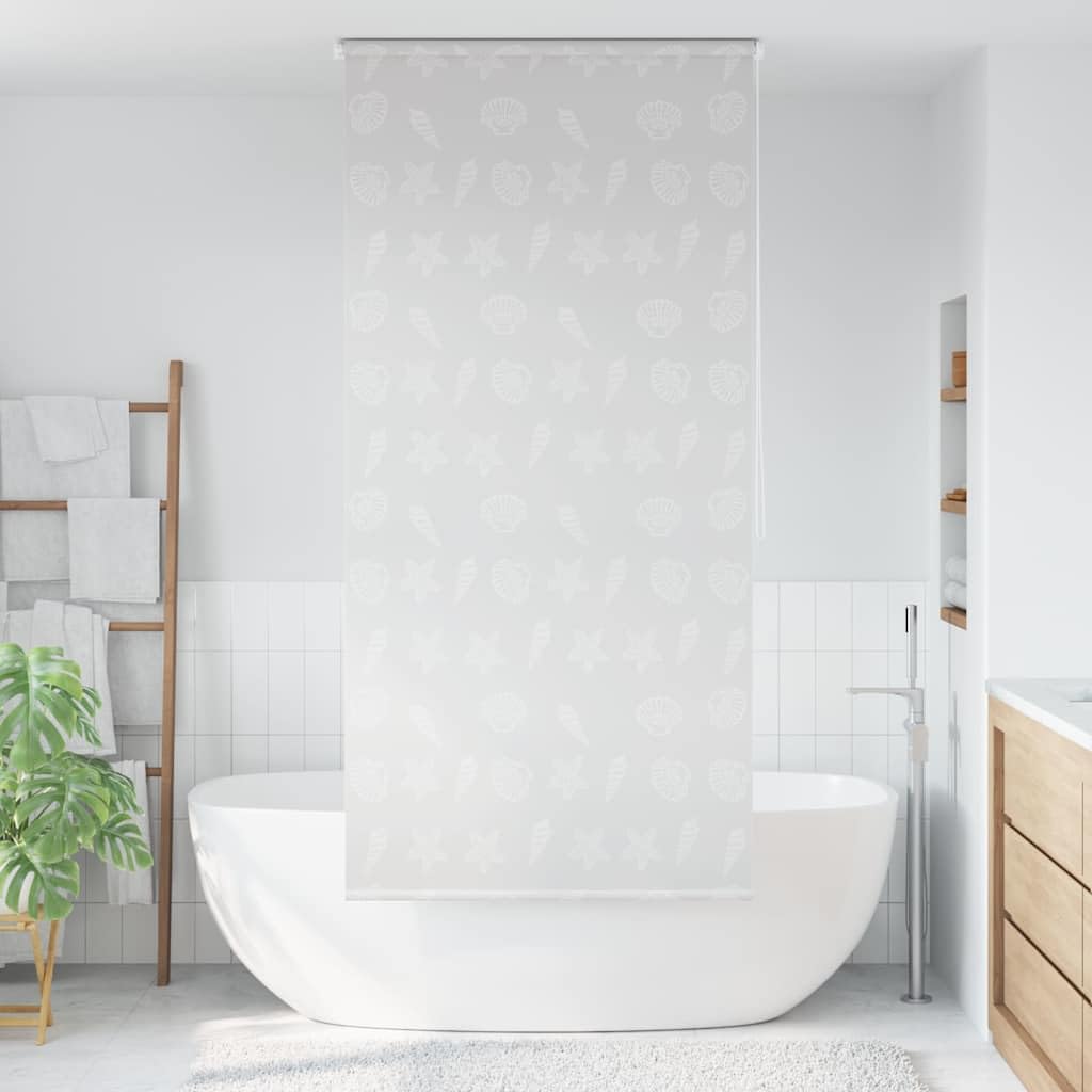 Rideau de douche 80 x 240 cm avec motif étoile de mer, rétractable en EVA imperméable, séchage rapide, corde de traction montable des deux côtés, facile à monter