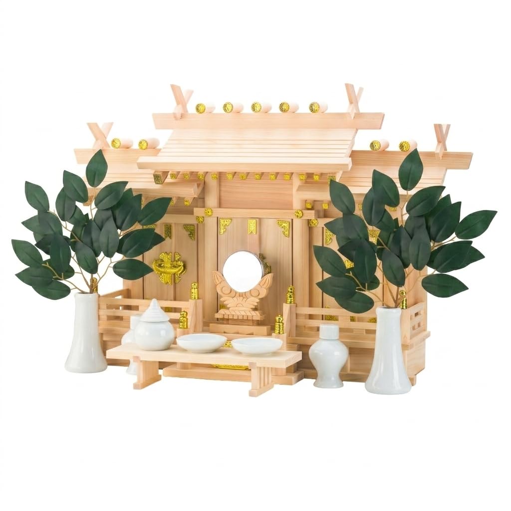 Amazon｜神棚 セット 【 中サイズ / 本体幅約60cm / 必要な神具一式