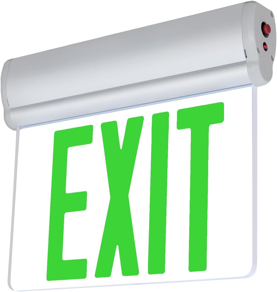 LFI Lights® Edge-Lit UL 924 Listed Green Exit Sign – Modern Brushed Aluminum Housing, LED Illumination, Hardwired with Battery Backup, UL Listed, Single-Sided Clear Acrylic Panel for Sleek Commercial & Residential Safety Compliance