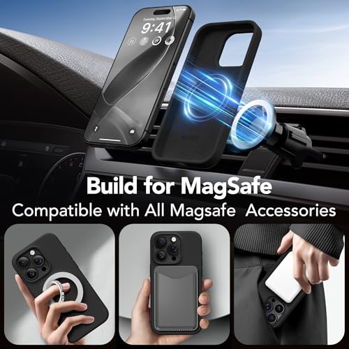 GONEZ Magnetic for iPhone 16 Pro Case, [Compatible with MagSafe] Anti-Scratch Microfiber Lining & Screen Protector, Silicone Camera Control, Shockproof Slim Phone Cover 6.3 inch, Black by GONEZ - Image 3
