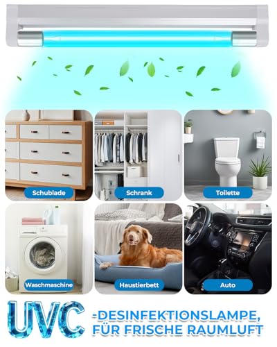 BrightArk 6W UV Lampe UVC Desinfektionslampe Ozon Licht mit Kabel und Stecker UV 253.7nm AC220-240V Perfekt für Schuhe, Kleiderschrank, Schrank, Badezimmer, Frische Luft