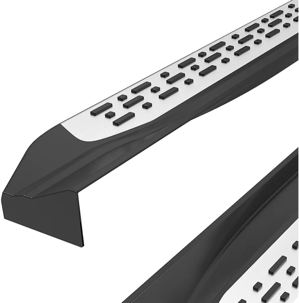 Side Steps Running Boards Nerf Bar Compatible with 2014 2015 2016 2017 2018 2019 Toyota Highlander Aluminum Alloy 2Pcs Black + Silver