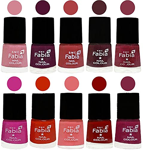 Image of ALL IN ONE (PACK OF 10), Long Lasting Glossy Nail Polish, 6 ml Each, All Vibrant Colours,02196