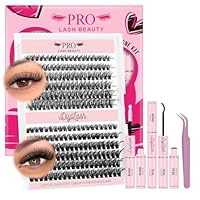 D Curl Wimpernverlängerungs-Set, 240 Stück, 3D 60D + 80D, künstliche Wimpern, einzeln mit Lash Bond, Kit zur Verlängerung der Wimpern, DIY, Wimpernverlängerung 8-16 mm