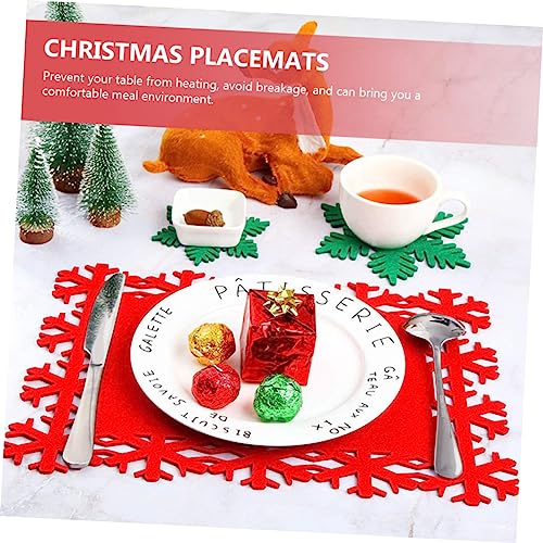 Sets de table de Noël flocon de neige Amosfun aux finitions soignées pour réveillon - 5