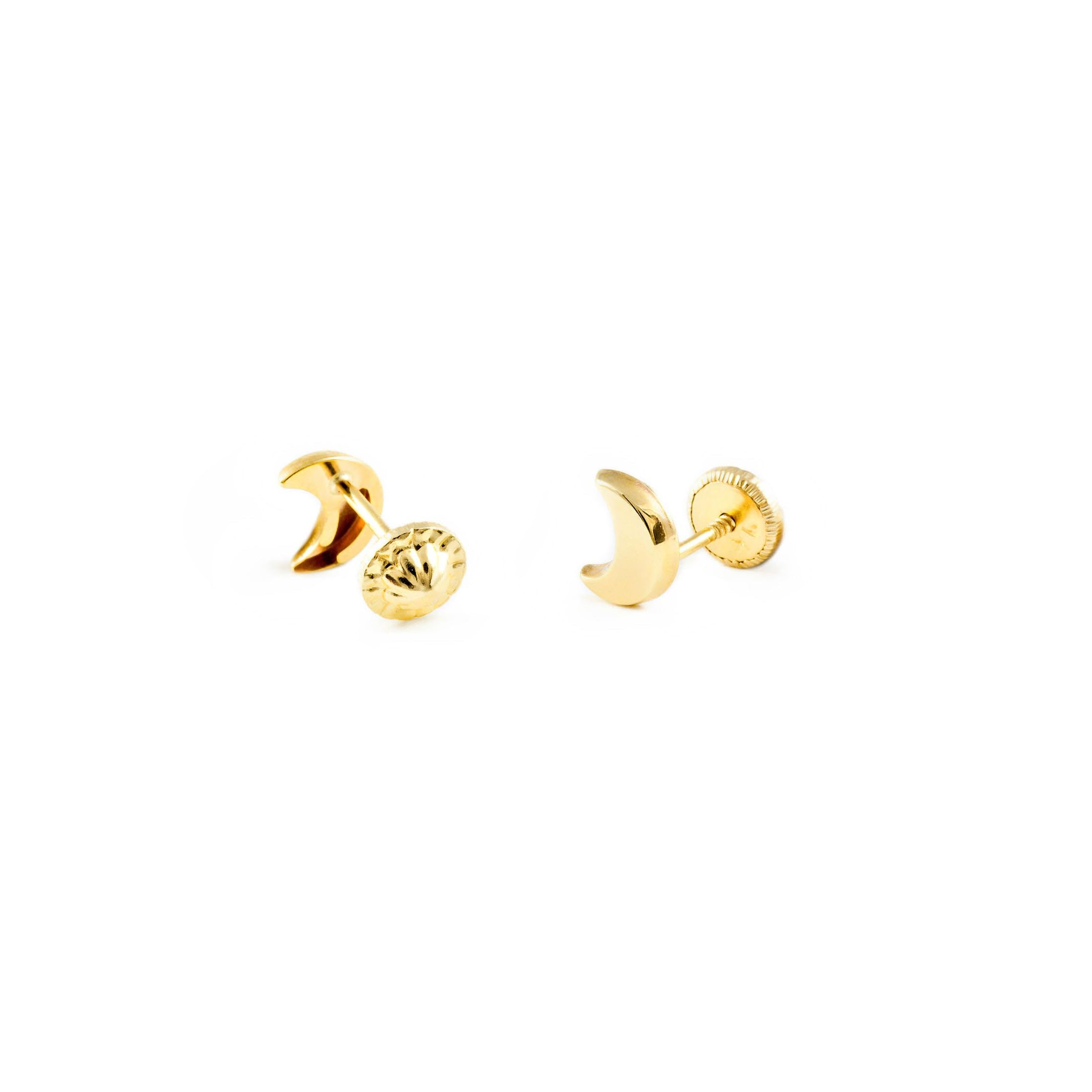 Boucles d'Oreilles Enfant demi-lune lisse Or Jaune 9 Carats - Coffret cadeau - Certificat de garantie - Mondepetit