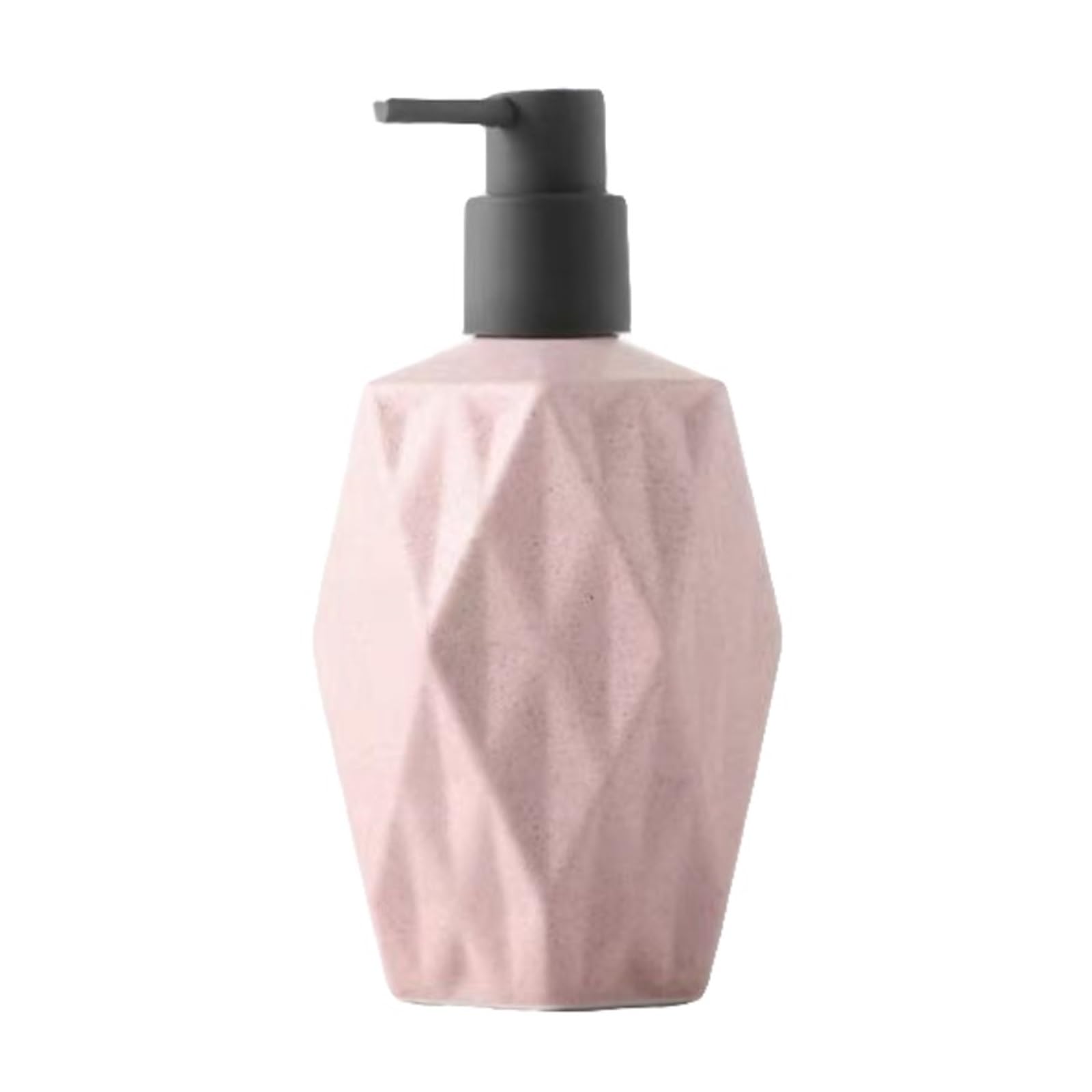 WDSOPK Bathroom accessories Soap Dispenser Geometric Shape Shampoo Pump Dispenser Ceramic Lotion Dispenser for Bathroom Countertop Kitchen Home & Kitchen (Pink)