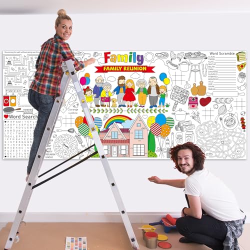 Image of Naozinebi Family Reunion Giant Coloring Poster for Large Coloring Tablecloth Big Paper Sheets Page Theme Table Cloth DIY Activity Game Art Crafts Mat Wall Home Party Decoration Supplies