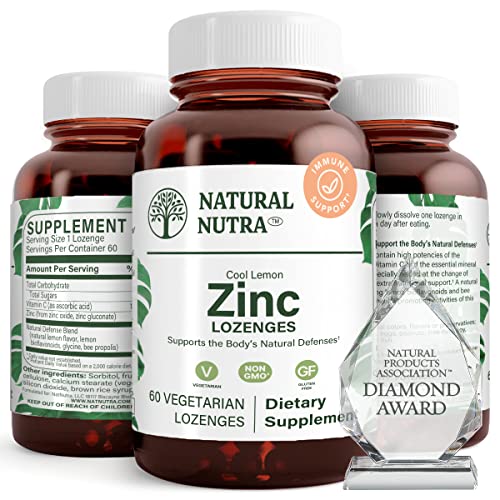 Natural Nutra Zinc Lozenges with Vitamin C, Lemon Flavor, Support Immune, Nervous System & Bone Strength, Fortified with Bioflavonoids and Bee Propolis, Sublingual Zinc Gluconate, 60 Vegetarian Natural Nutra Zinc Lozenges with Vitamin C, Lemon Flavor, Support Immune, Nervous System & Bone Strength, Fortified with Bioflavonoids and Bee Propolis, Sublingual Zinc Gluconate, 60 Vegetarian