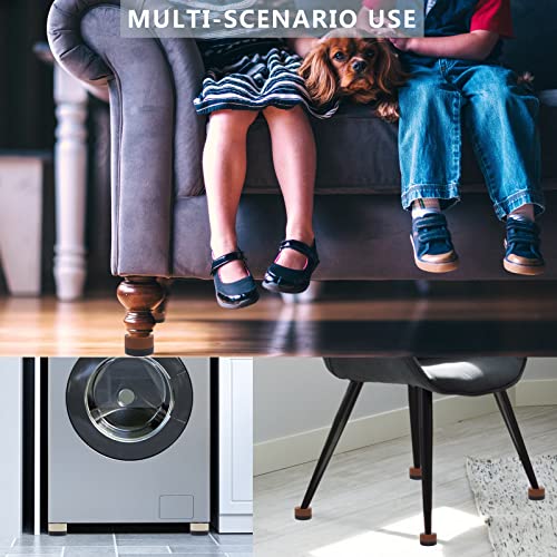 Hanihua 4 Sets Round Furniture Bed Risers (Brown) Adjustable Bed Lifts Risers 1 Inch For Bed Frame, Chair Risers, Sofa, Home Heavy Duty Table Couch Legs Feet Accessories, Up To 1,500 Lbs #TOP2