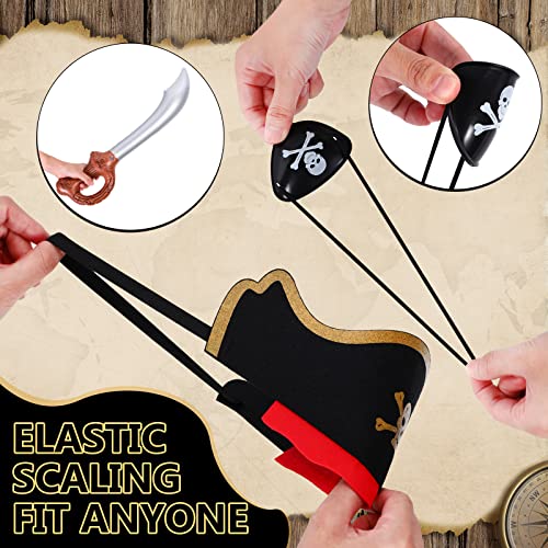 48Pcs Pirate Party Set Pirate Hat For Party Cosplay Supplies With 12 Pirate Hats 12 Pirate Eye Patch 12 Inflatable Sword 12 Pirate Mustache Pirate Costume For Kids Halloween Pirate Masquerade Cosplay #TOP4