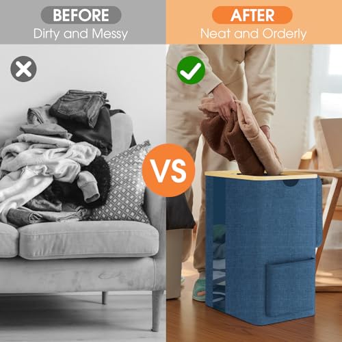 Large Collapsible Laundry Basket Hamper with Lid & Pocket - $13.99