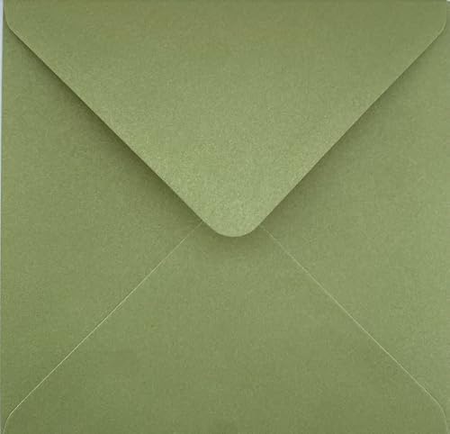 Buste quadrate da 155 mm x 155 mm per biglietti di auguri, inviti di nozze, artigianato, buste colorate, confezione da 25 buste (verde oliva)