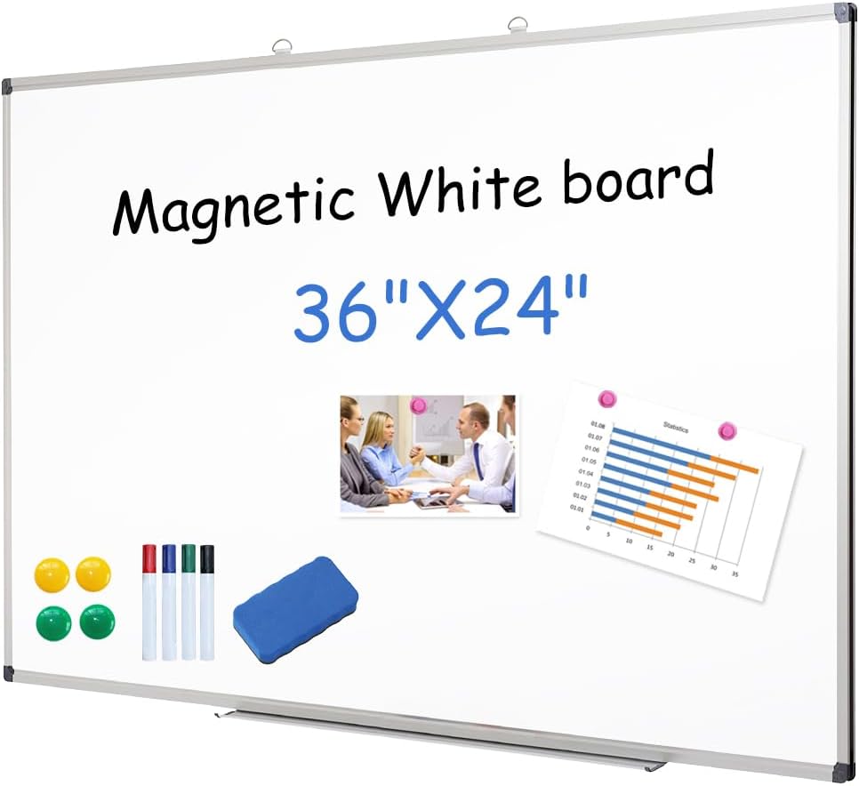 XIWODE Magnetic Dry Erase Board 24x36 Inches, Aluminum Frame Whiteboard for Wall, Durable Writing Surface for Office, Classroom & Home Use