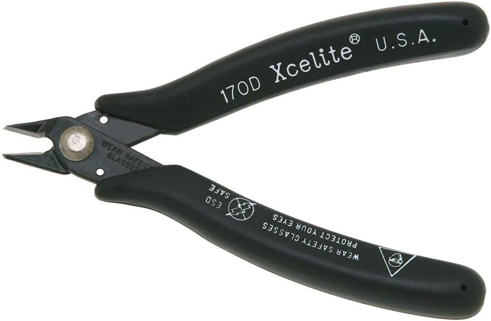 Xcelite170D General Purpose Shearcutter, Diagonal, Flush Jaw, 5" Length, 3/4" Jaw length, Static Dissapative Black Grip