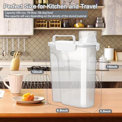Image of Komzon Rice Container, Airtight Rice Storage Container 10lb, Cereal Containers Storage, BPA Free Food Dispenser with Pouring Spout Handle for Flour Pasta Grain, Pet Dog Cat Bird Food Storage Container