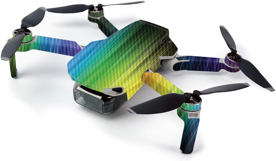 MightySkins Carbon Fiber Skin for DJI Mavic Mini Portable Drone Quadcopter Carbon Fiber Skin - Rainbow Streaks | Protective, Durable Textured Carbon Fiber Finish | Made in The USA