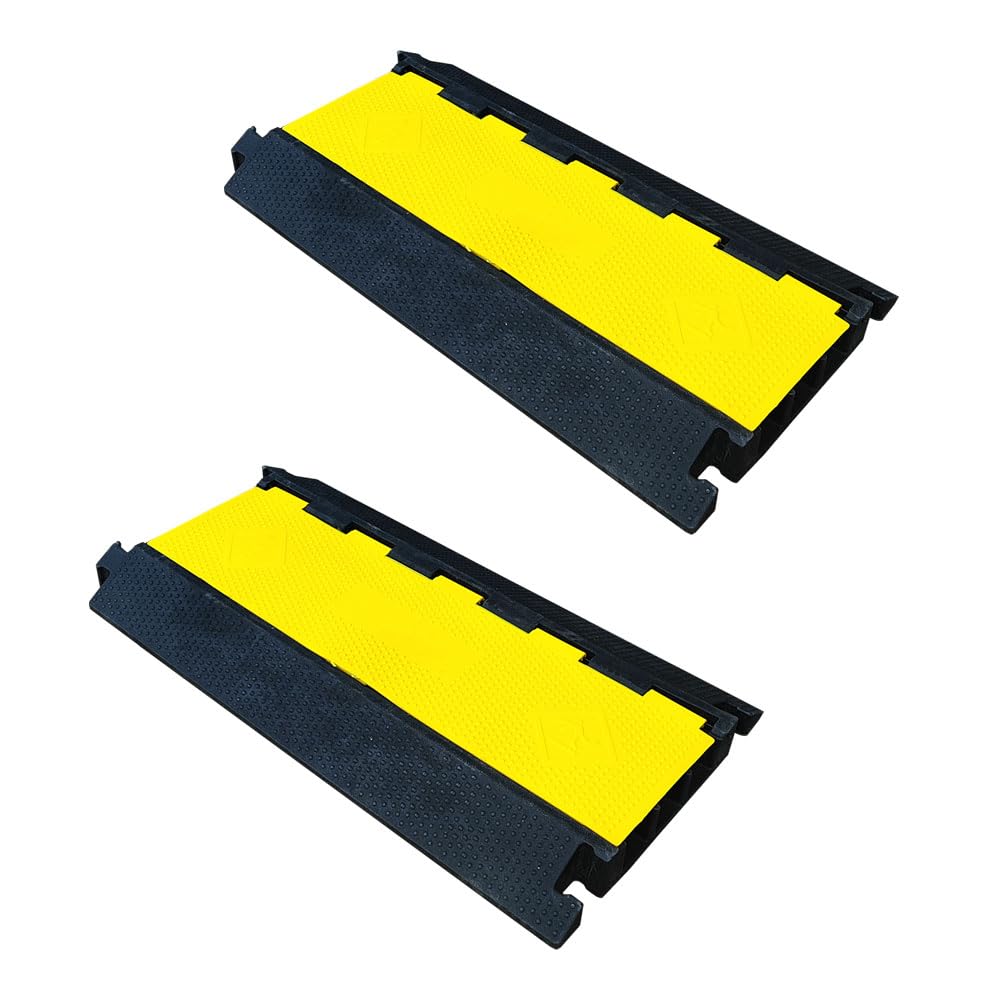 PAL | Pasacables de Suelo en Caucho para protección de Cables eléctricos de 3 vías 90x48x7cm (2- Pasacables)