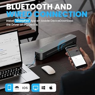 ByteCintia C80 Stampante Portatile A4,Stampante Termica Portatile compatibile con formato A4, stampante senza inchiostro compatibile con Android e iOS e laptop per ufficio, auto e casa
