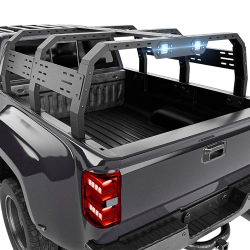 YZONA Adjustable Truck Bed Racks with 2 Led Lights Compatible for Tacoma/Tundra/Silverado/Sierra/Ram/Titan/Frontier/Canyon/Colorado/JT/Ford F-Series & Ranger, Ladder Cargo Rack by YZONA - Used condition - US$276.12