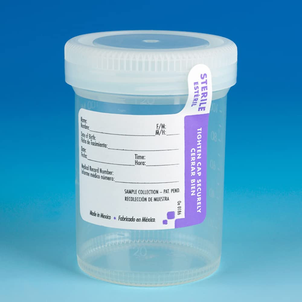 Globe Scientific 6528 Tite Rite Container, 120 ml, PP, Sterile