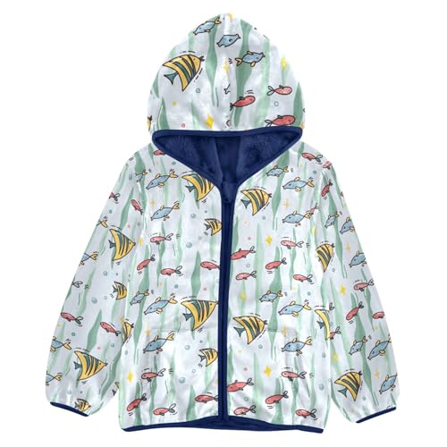 Cute Marine Background Girls Fleece Jacket Girls Fall Jacket Girls Zip Up Hoodie Girls Sherpa Jacket 2-10T