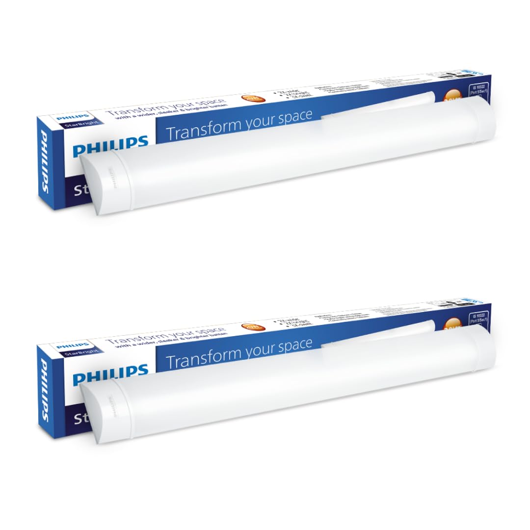 PHILIPS 20-watt LED Batten/Tubelight | StarBright Compact 2-ft Decorative Modern LED Wall Tubelight for Living Room & Bedroom | Cool Day Light, Pack of 2 (B0C73RJC28) Amazon Price History, Amazon Price Tracker