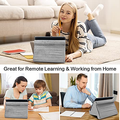 XOCOY Multi-Angle Soft Pillow Lap Stand, Tablet Stand Pillow, Book Couch Pillow Stand, Tablet Wedge Holder, Portable Triangle Tablet Stand for Tablets, eReaders, Smartphones, Books (Gray) - Image 6