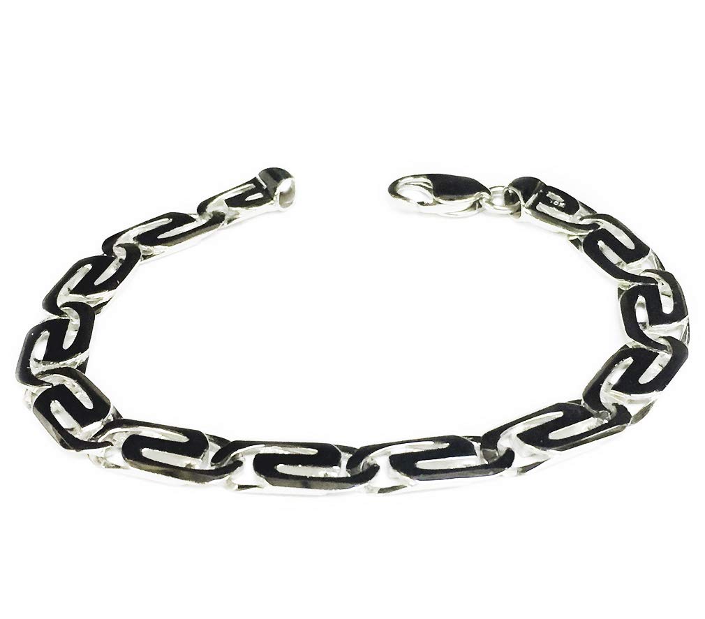 18kt solid white gold handmade link men's bracelet 9" 9.25 MM 34 grams