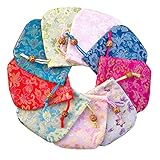 SOPOTUTU 9個色 かわいいブロケード調 喜糖包装袋 ジュエリー収納用 巾着型