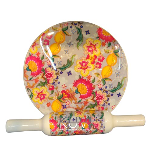 REYU Crafts Printed White Marble Roti Maker with Wooden Belan Enamel Print/White Marble Chakla 10 Inch Diameter with Belan (Printed Enamel Chakla Belan) (Design 2) (B09TTCWDC7) Amazon Price History, Amazon Price Tracker