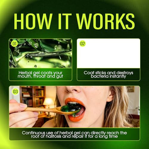 Image of Anti-Bad Breath Herbal Gel - Plant-Based Body Deodorizing Supplement Parsley & Mint - Internal Odor Support Formula, Smooth Daily Herbal Gel, 120g (3)