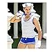 BlueSpace Men's Sailor Costume Sexy Cosplay Uniform Set Outfit Tie Role Play Costumes Lingerie for Halloween Party, Large