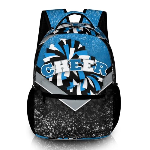Cheer Backpacks for Cheerleaders, Cheerleading Backpack 16.5in, Cheerleader Gifts for Team (Blue&Black)