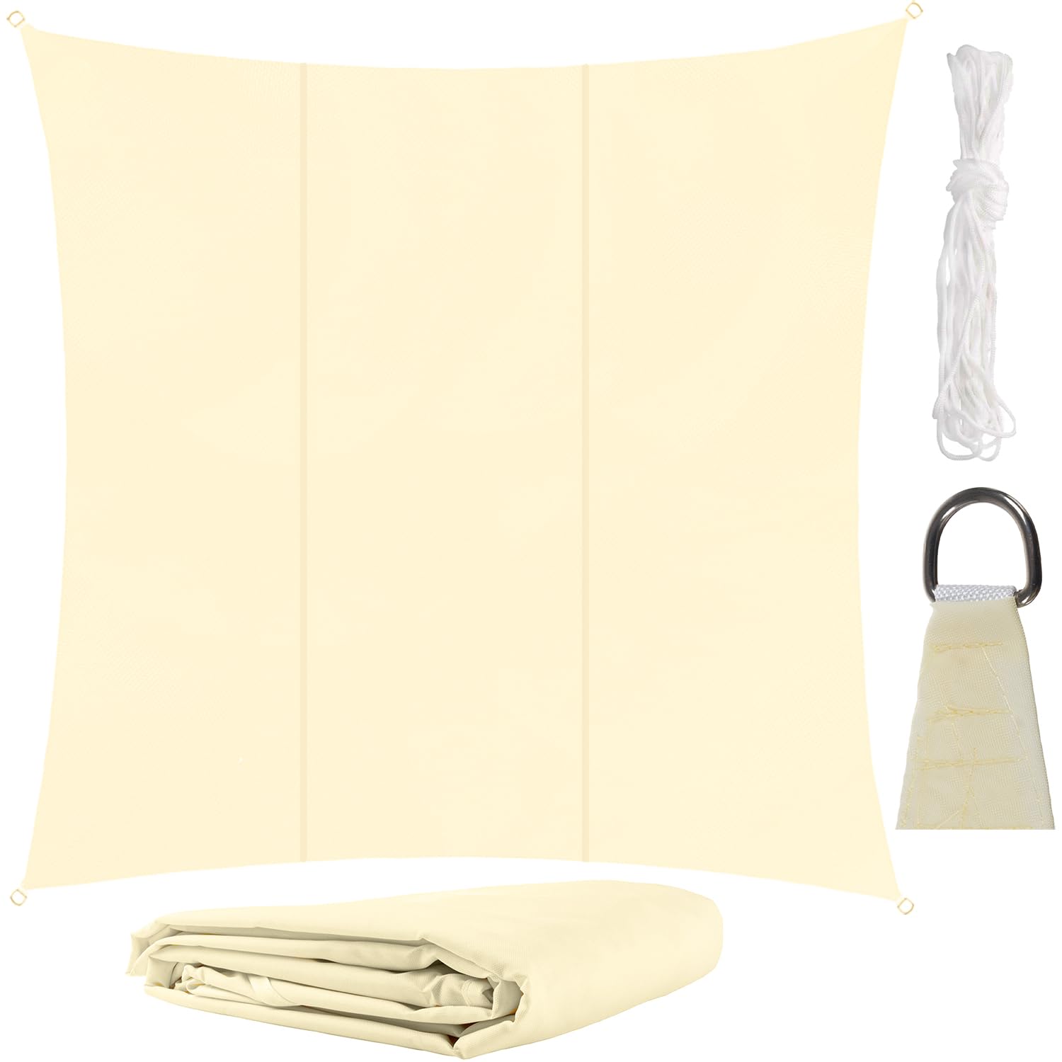 Sonnensegel Quadratisch 3,6x3,6 m für zuverlässigen Sonnenschutz Wasserdicht inkl. Befestigung Garten Strand Camping 23165, Farbe:Beige Sport & Freizeit