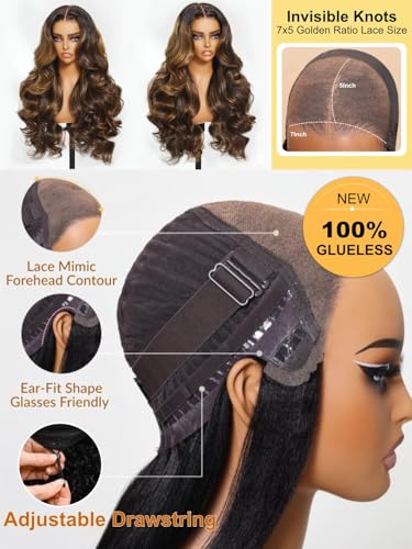 Image of Sunber Ombre Highlight Bye Bye Knots 7x5 Lace Front Glueless Human Hair 16 inch