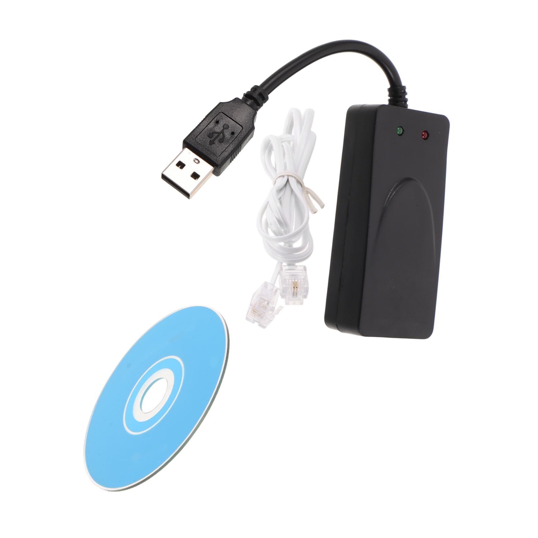 SHINEOFI Módem Fax USB 56k Negro Doble Puerto USB, Material Abs, Plug and Play para Oficina en Casa y Entornos Empresariales