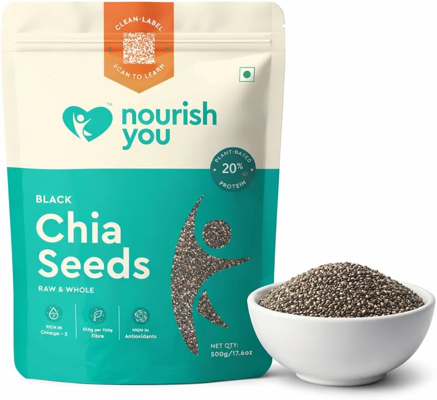 Nourish You Organic Black Chia Seeds 500 Gram, Weight Loss, Superfood, Antioxidants