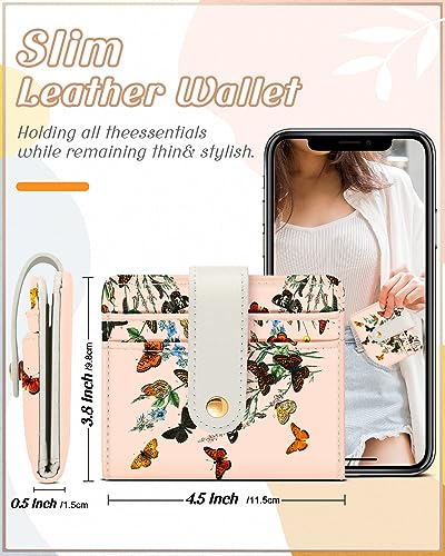 Image of Bistup Small Card Wallet for Women with Keychain, Butterfly | Clear ID Window, Compact Design for Daily Carry, Durable Material, Sturdy Keychain, Aesthetic