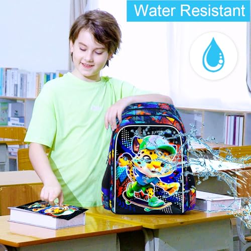 Image of 3PCS Dinosaur Backpack for Boys, 16 Inch Kids Water Resistant Preschool Elementary Kindergarten Bookbags and Lunch Box | Kids