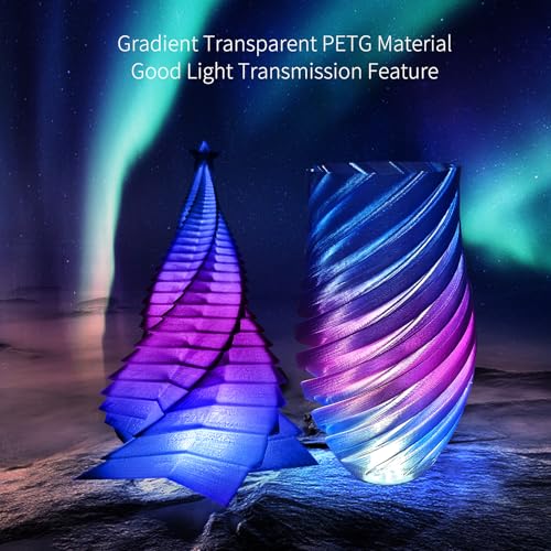 Image of Gradient Transparent PETG 3D Printer Filament 1.75mm, Multicolor Changing 3D Printing Filament with Light Transmission Feature, Good Layer Adhesion, Moisture Free, Blue /Purple 1KG