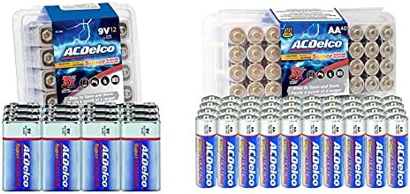 Powermax USA ACDelco Alkaline Batteries AC265 9V 12pk & Alkaline AA Batteries AC232 1.5V 40pk Single Use