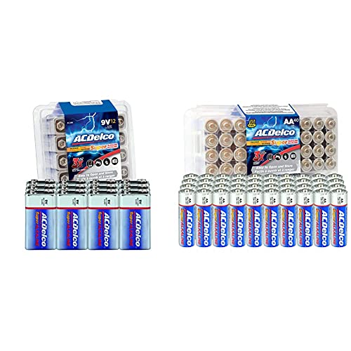 Powermax Usa Acdelco Alkaline Batteries Ac265 9V 12Pk & Alkaline Aa Batteries Ac232 1.5V 40Pk Single Use #TOP28