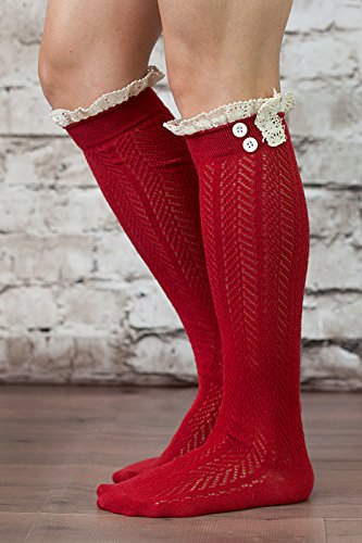 Image of The Original Button Boot Socks with Lace Trim Boutique Socks