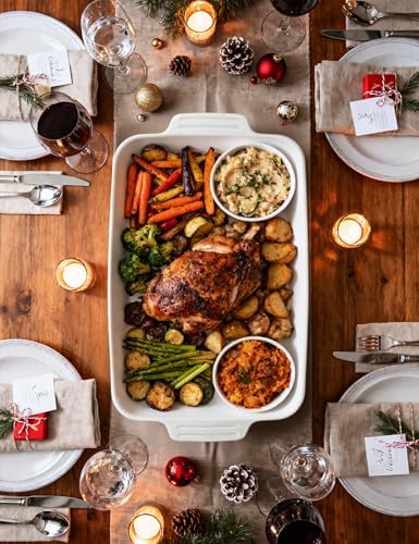 Casserole Dishes for Oven,9x13 Ceramic Baking Dish,4.2 Quarts Large Lasagna Pan with Handles Deep and Large Capacity,Durable Bakeware for Lasagna, Home Decor, Wedding Gift, White - Thumbnail 4