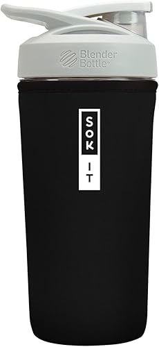 Sok It BotlSok Protein Blender - Funda de neopreno aislada para botella (color negro, se adapta a licuadora de 28 onzas)